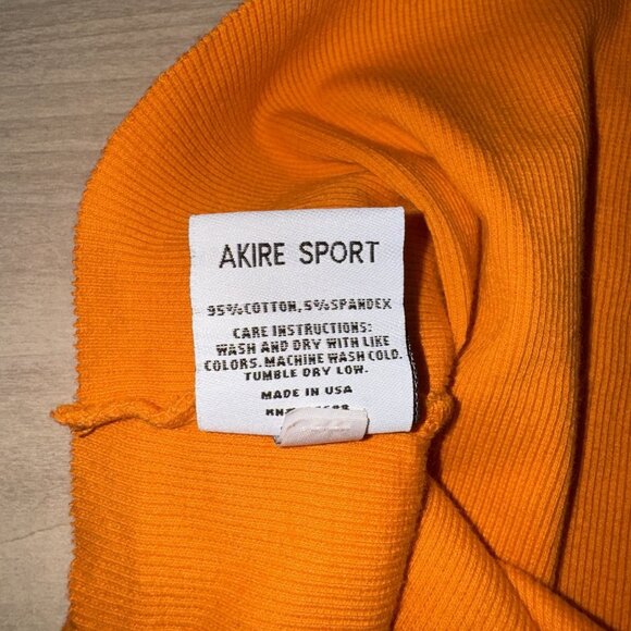 Akire Sport Orange Ribbed Knit Scoop Neck Crop Tank Top Women's S - Picture 4 of 6